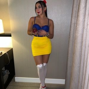 Yellow Bodycon Ruched Skirt